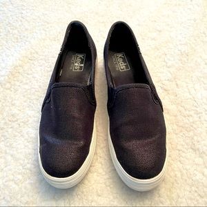 KEDS Black Metallic Double Decker slip Ons 7